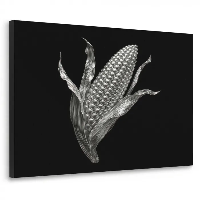 Maïskolf - Glanzend metaal - Elegant Textielframe zwart klein -3d