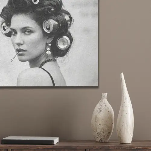 Edgy - Vrouw - Zwart - Wit PET vilt klein -sfeer6_closeup