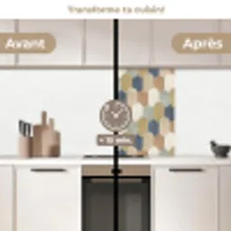 Harmonie - Patroon - Kleurrijk keuken achterwand 2 middel 865 -voor-na2_FR