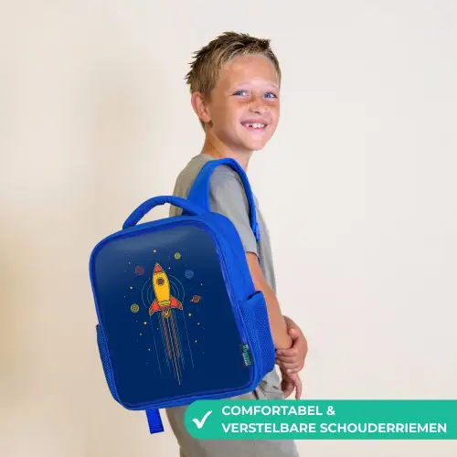 Raket - Blauw - Sterren Kinderrugzak - Blauw middel -sfeer3_NL