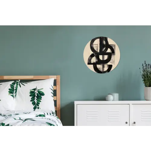 Cirkels - Lijnen - Vormen - Zwart Wandcirkel aluminium klein -slaapkamer