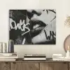 Gezicht - Mond - Graffiti - Zwart PET vilt klein -sfeer1