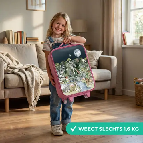 Jungle in de maneschijn Kinderkoffer - Roze klein -sfeer2_NL