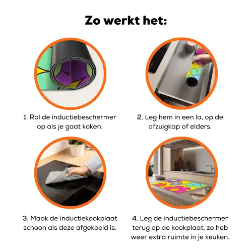 Bloemen - Illustratie - Kleurrijk Inductie beschermer vinyl 3mm klein -zzzzzzz-td-werking