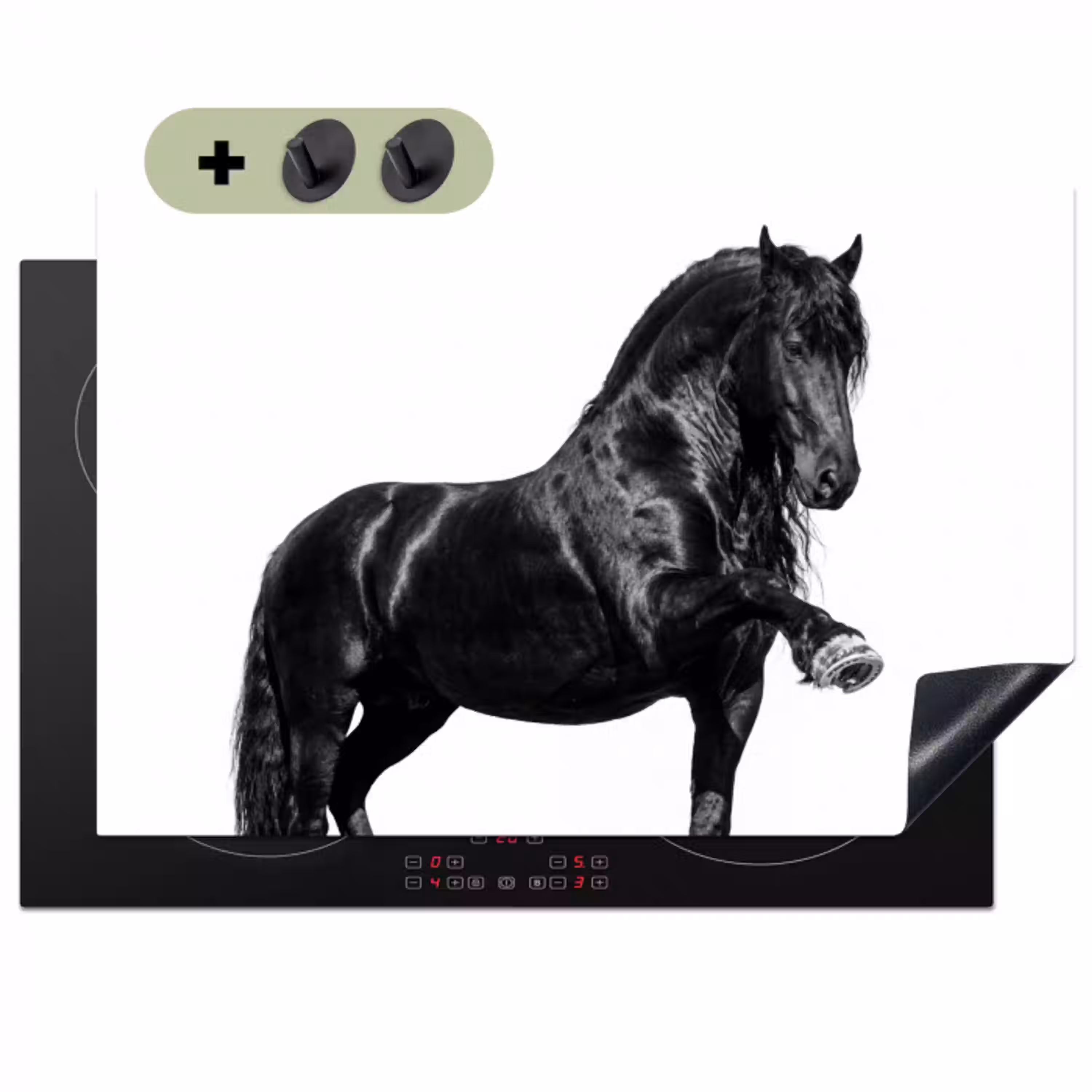 Fries - Hengst - Modern Inductie beschemer met haakjes klein -3d