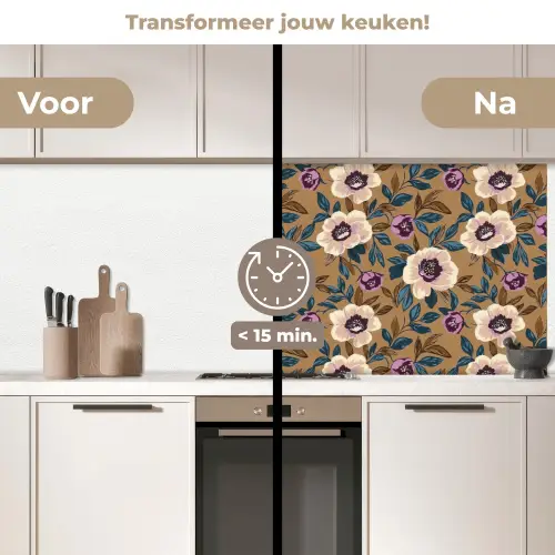 Floraal - Stilleven - Kleurrijk keuken achterwand 2 middel 871 -voor-na2_NL