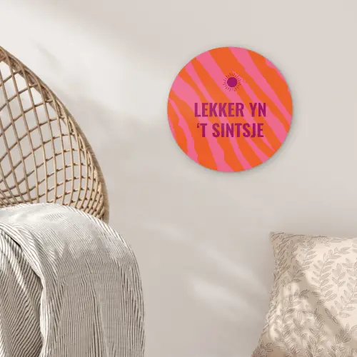 Quote - Zomer - Roze Wandcirkel plexiglas klein -sfeer5
