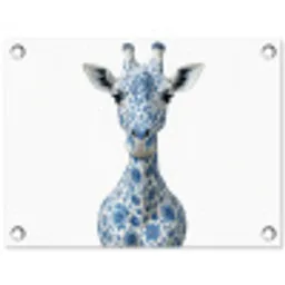 Giraffe - Delfts blauw - Dieren - Minimalistisch tuinposter los doek klein -3d