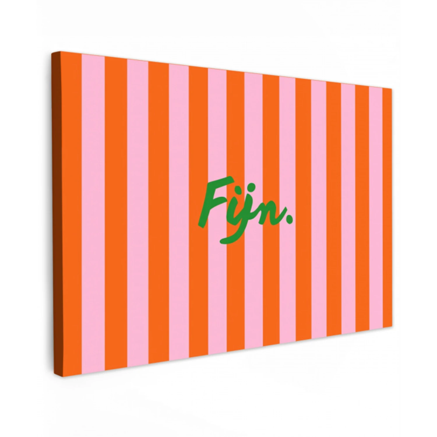 Patroon - Oranje - Fijn - Strepen Tuinposter op houten frame 2 cm dik klein -3d