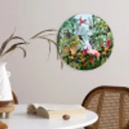 Jungle - Natuur - Jongens - Meisjes - Kinderen - Zebra - Flamingo Wandcirkel kunststof plaat 5mm dik klein -sfeer4