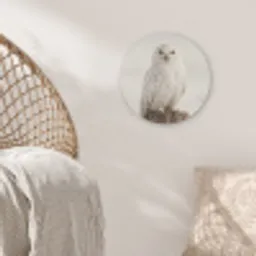 Sneeuwuil - Paal - Winter - Portret - Majestueus Akoestische PET Vilt - Rond klein -sfeer4