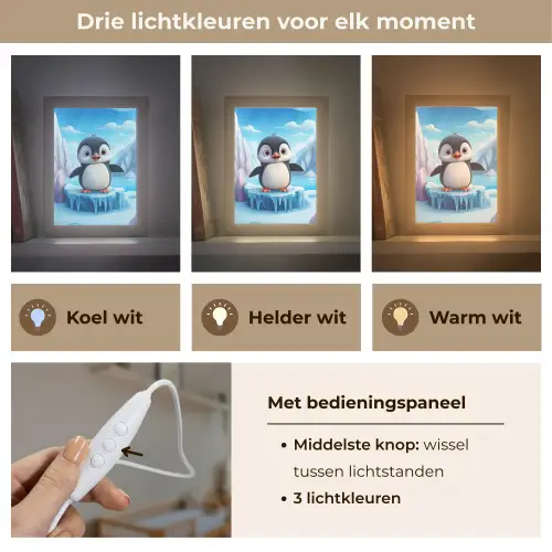 Pinguïn - Meisjes - Pooldieren - Kinderen Light Box met kabel klein -USP_lichtkleurNL