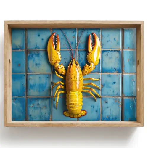 Kreeft - Geel - Blauw - Tegels Dienblad Rechthoek middel -z3d_shopping