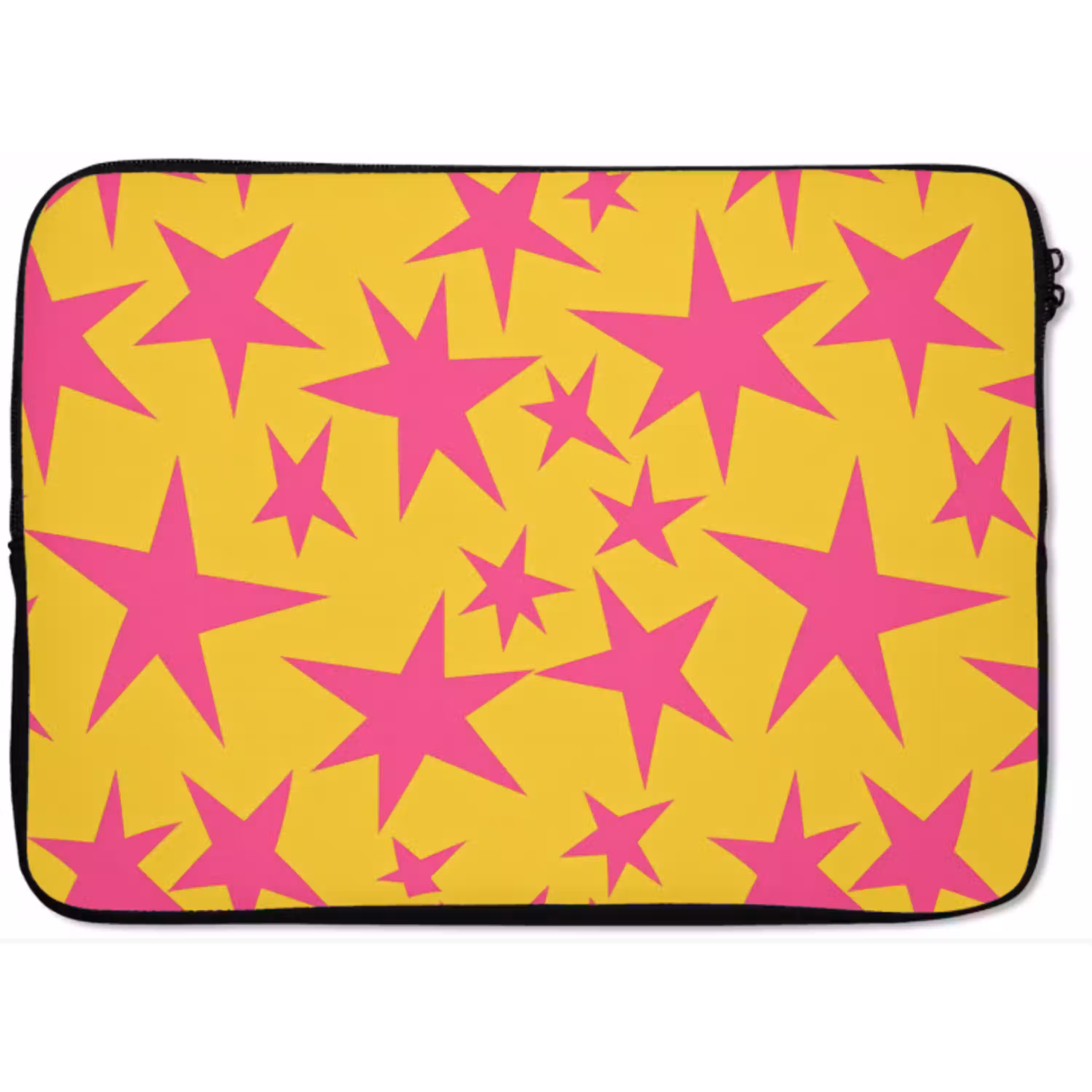 Sterren - Patroon - Roze - Geel laptophoes neopreen klein 279 -zkaufland3dotto
