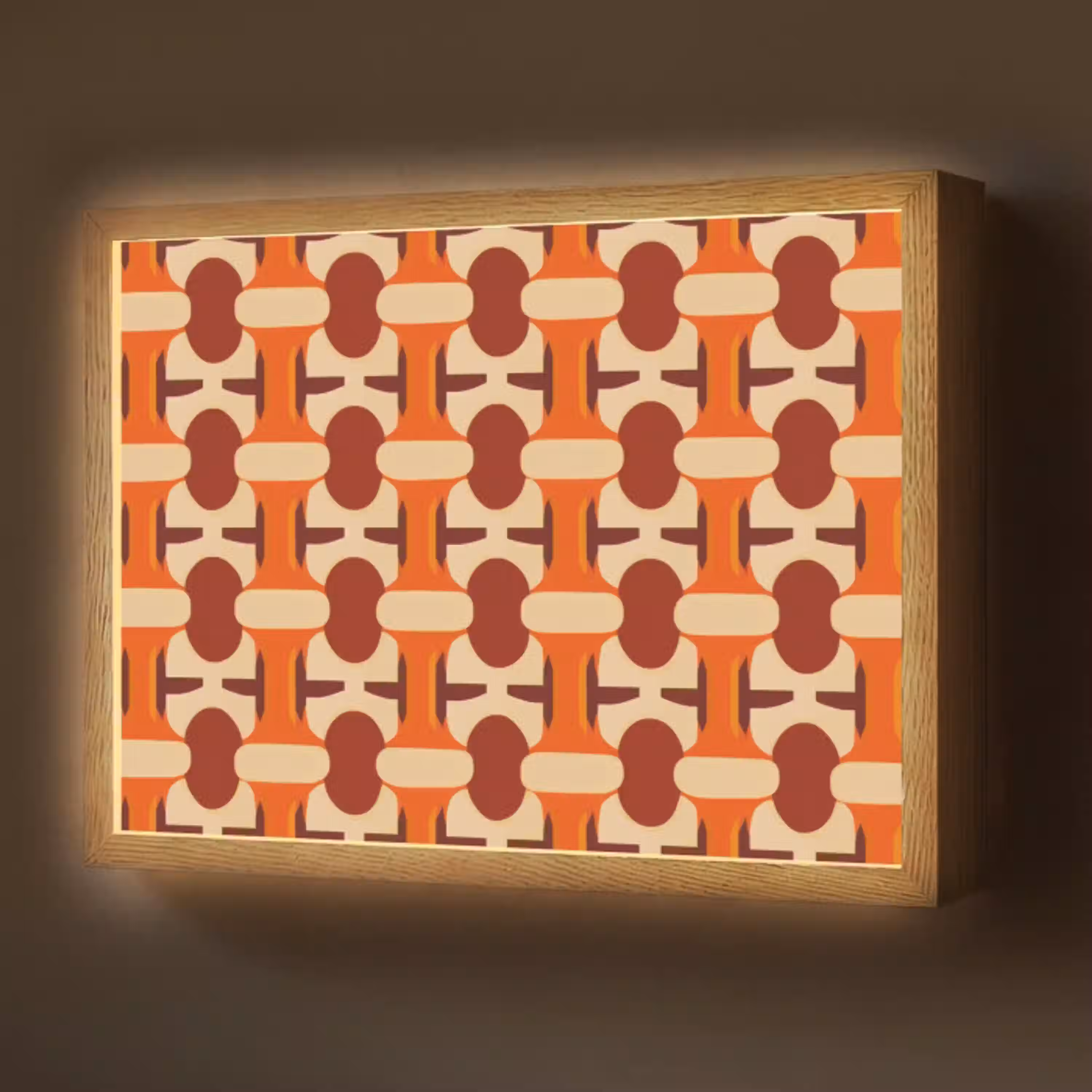 Geometrisch - Retro - Oranje Light Box met batterij (Wandlamp) middel 907 -z3d_website