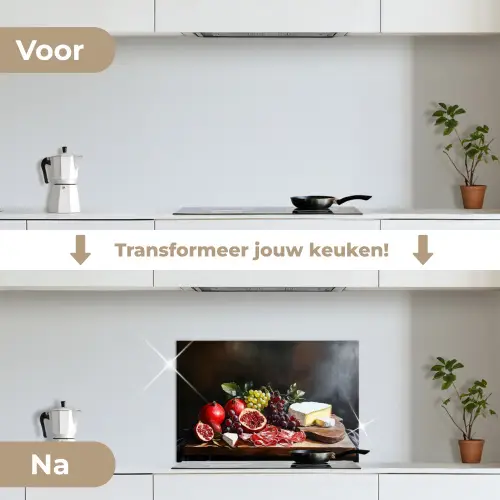 Borrelplank - Stilleven - Vintage keuken achterwand spatscherm klein -voor_na_NL