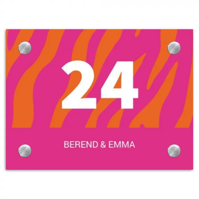 Fel zebra - Klassiek Naambord Rechthoek middel -3d