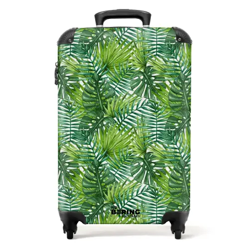 Palm diverse bladeren patroon groen NBS - Handbagage koffer - Volwassenen Unisex middel -productfoto_recht