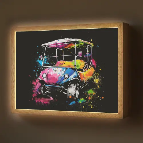 Graffiti - Sport - Golf - Golfkar Light Box met batterij (Wandlamp) middel -z3d_website
