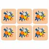 Illustratie - Sinaasappels - Donkerblauw - Bloemen onderzetter kurk middel -3d