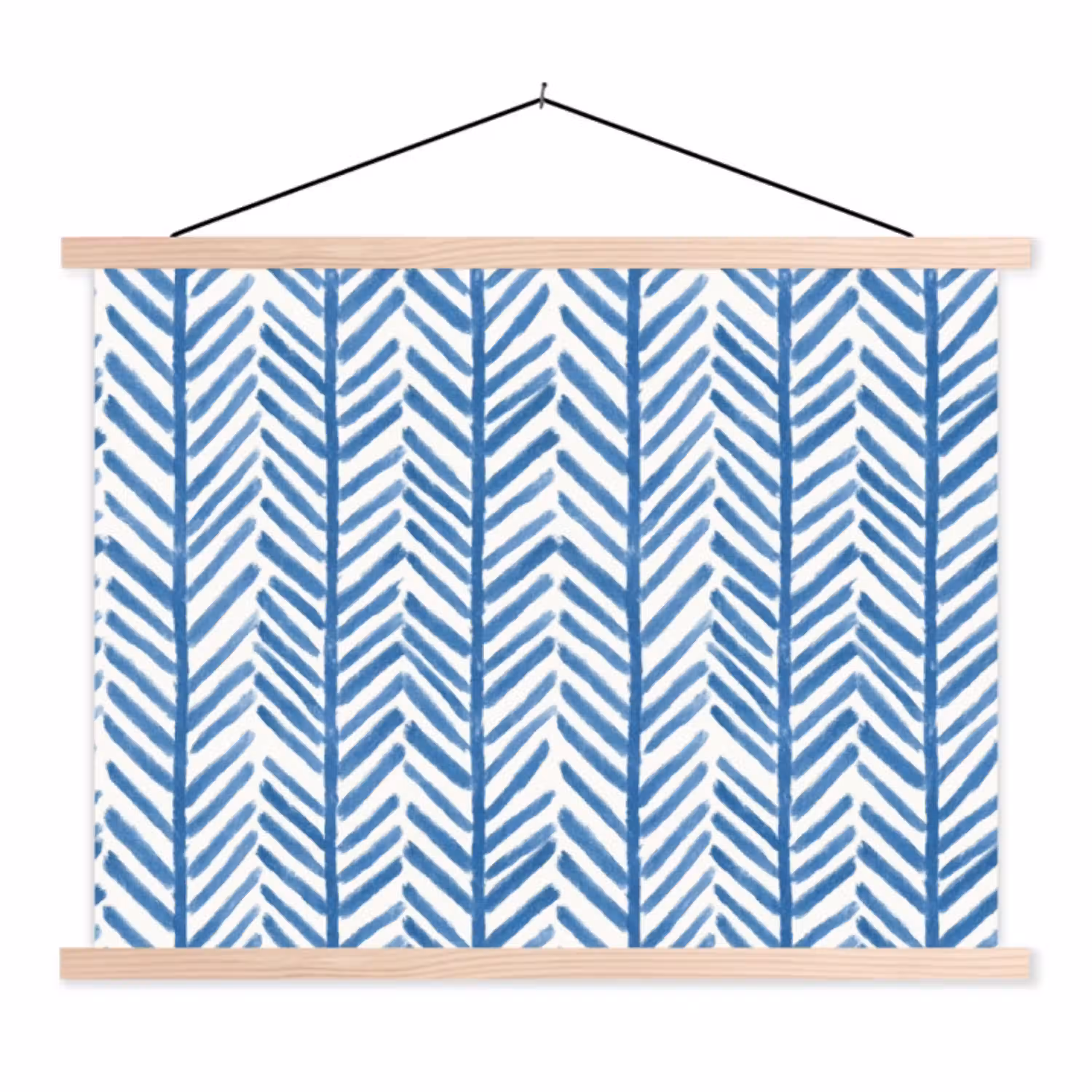 Patroon - Streep - Blauw textielposter latten blank klein 122 -3d