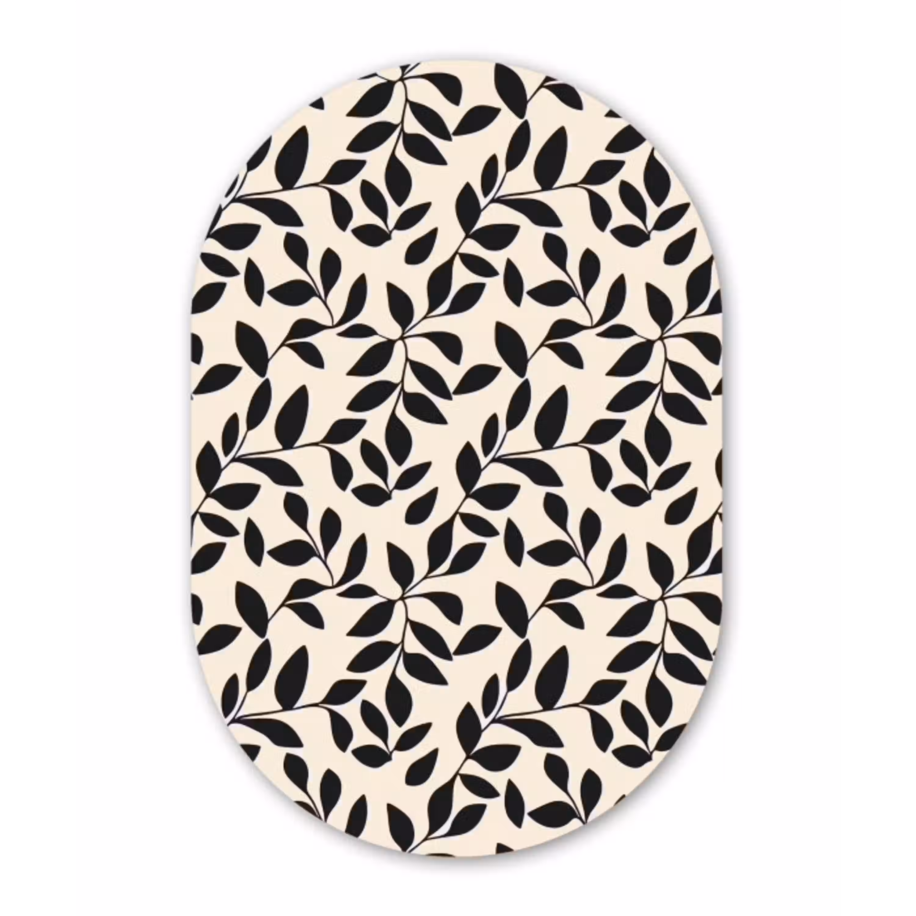 Elegant - Patroon - Zwart - Beige Wandcirkel Ovaal Aluminium middel 839 -3d