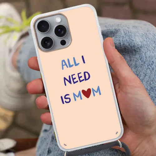 Moeder - Tekst - Hartje - Rood Hoesje iPhone 16 Pro Max met koord klein -sfeer3