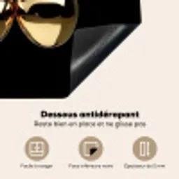 Kersen - Zwart - Goud - Chrome Inductie beschermer vinyl 3mm middel -usfeer4_FR