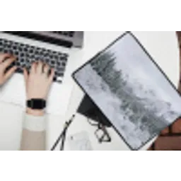 Weg - Bergen - Sneeuw - Naaldbos - Avontuurlijk laptophoes neopreen klein -bureau