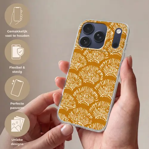 Waaierachtige motieven - Geel - Vintage Telefoonhoesje iPhone 17 Pro klein -sfeer3_NL