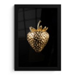 Aardbei - Goud - Zwart - Chrome fotolijst zwart zonder passe partout klein -3d