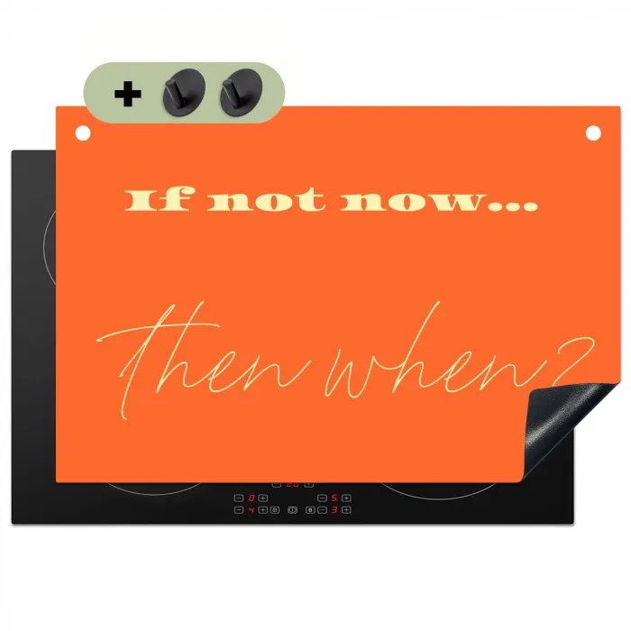 If not now then when - Oranje - Geel - Levendig Inductie beschemer met haakjes klein -3d