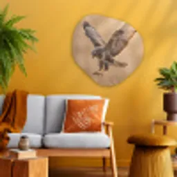 Buizerd - Roofvogel - Natuur - Bruin Wandcirkel Organisch Aluminium middel -sfeer4