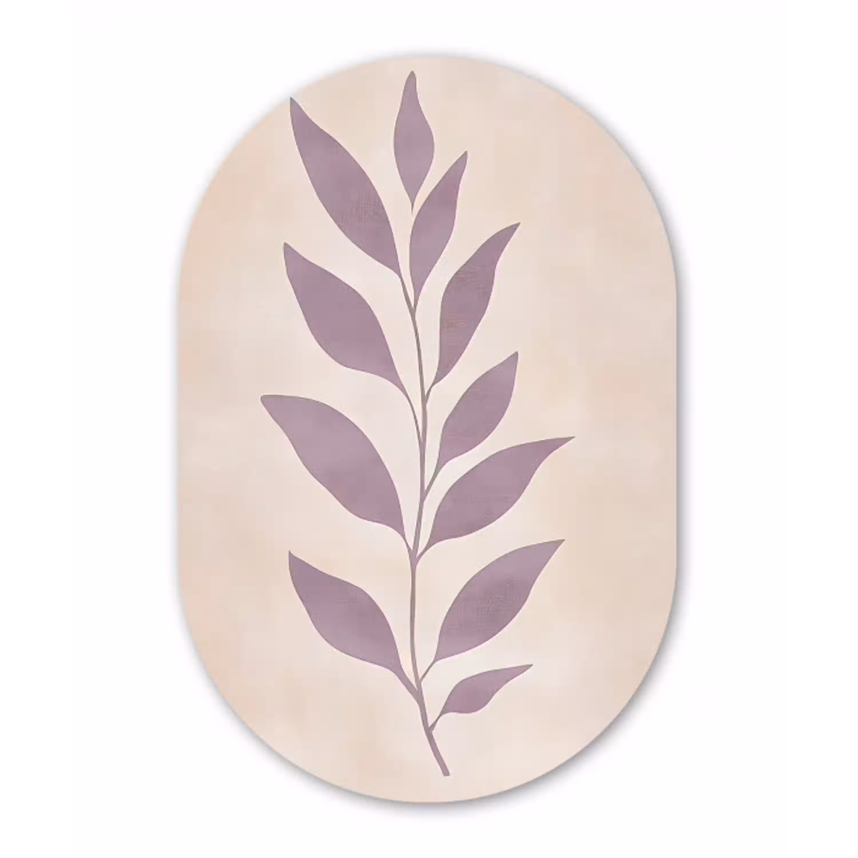 Tak - Bladeren - Minimalistisch - Beige Wandcirkel Ovaal Glas middel -3d