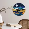 Nacht - Goud - Marmer - Abstract - Landschap - Berg Wandcirkel kunststof plaat 5mm dik klein -sfeer4