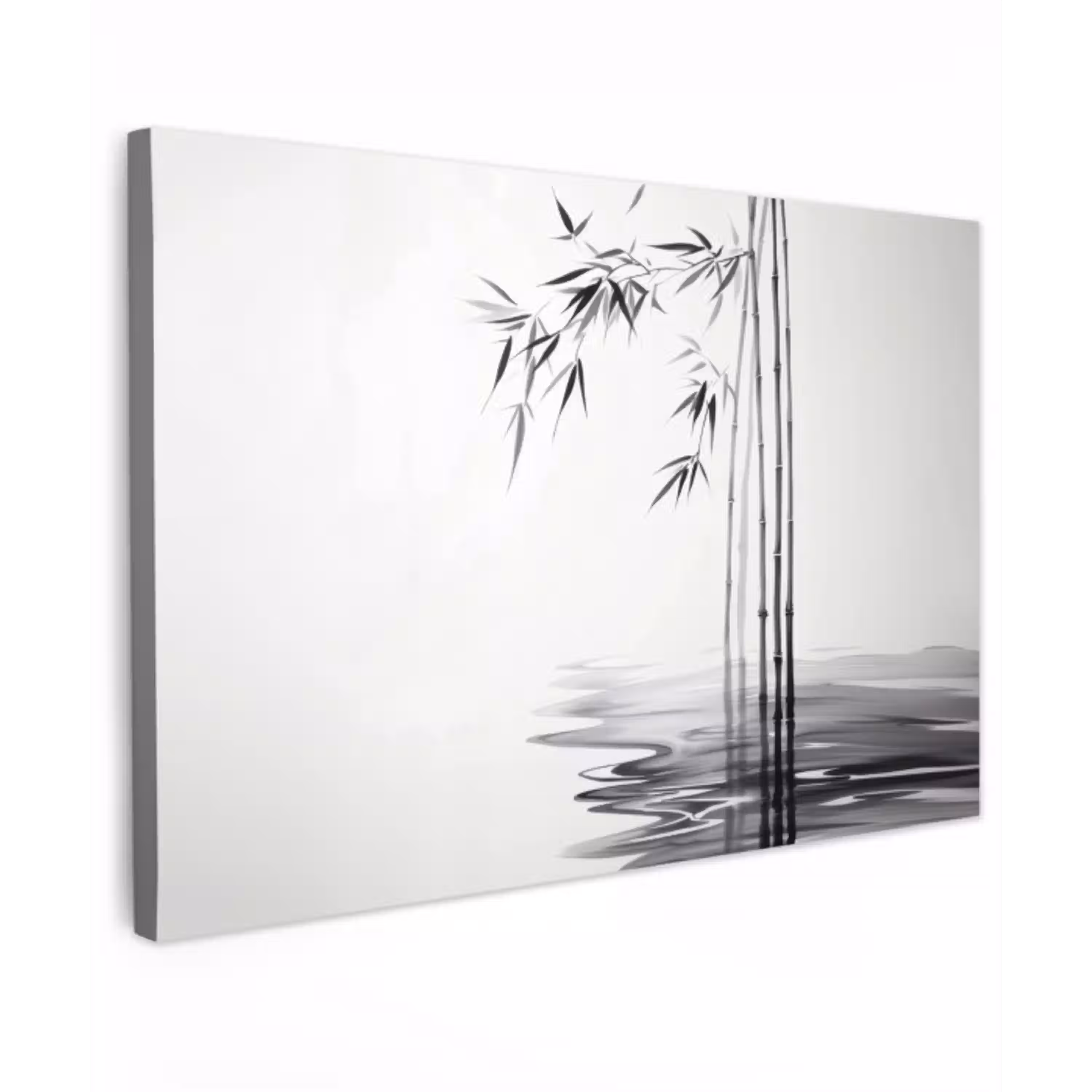 Bamboestammen - Water - Minimalistisch - Wit canvas 2cm klein -z3d