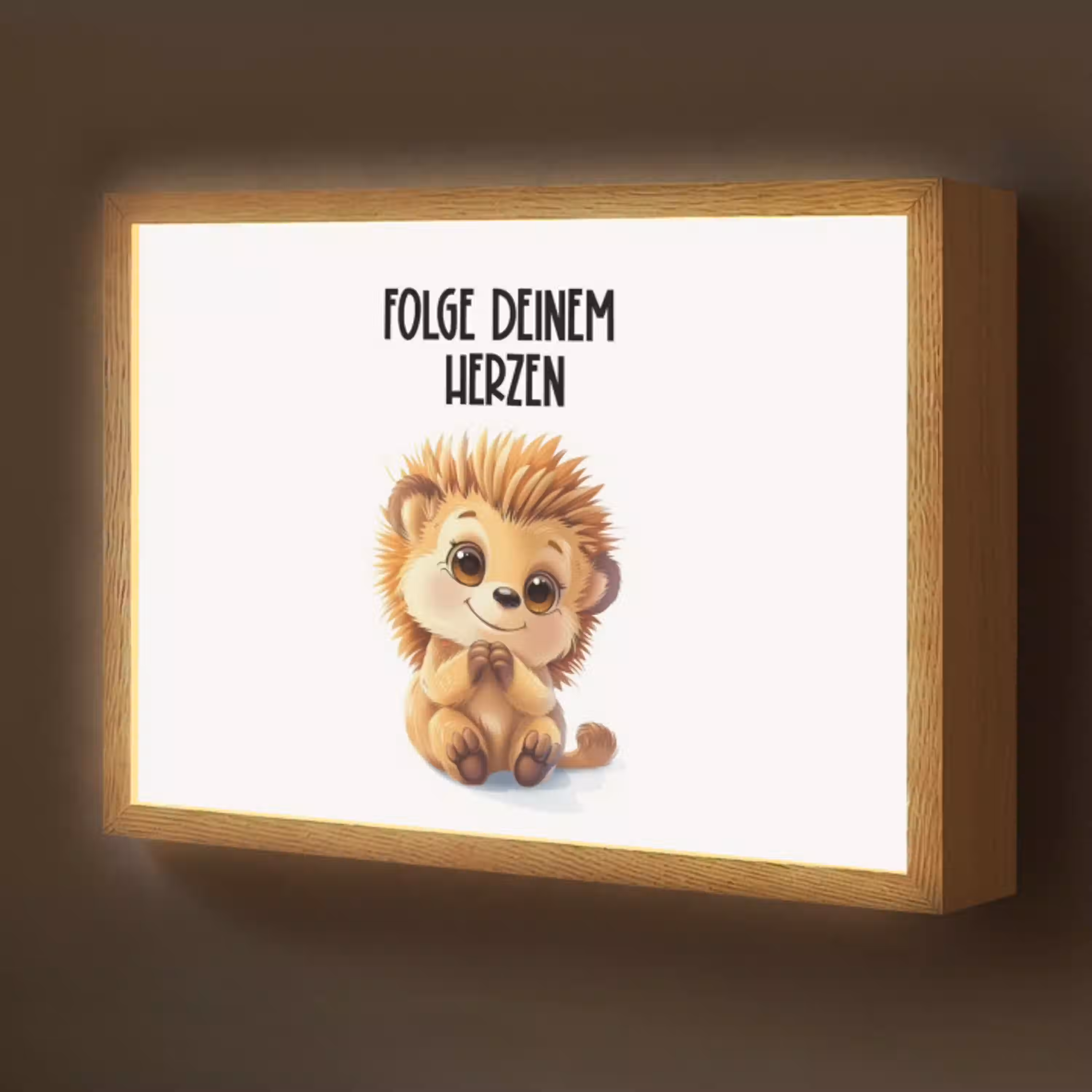 Egel - Wit - Dieren - Quote - Hart Light Box met batterij (Wandlamp kind) middel -z3d_website