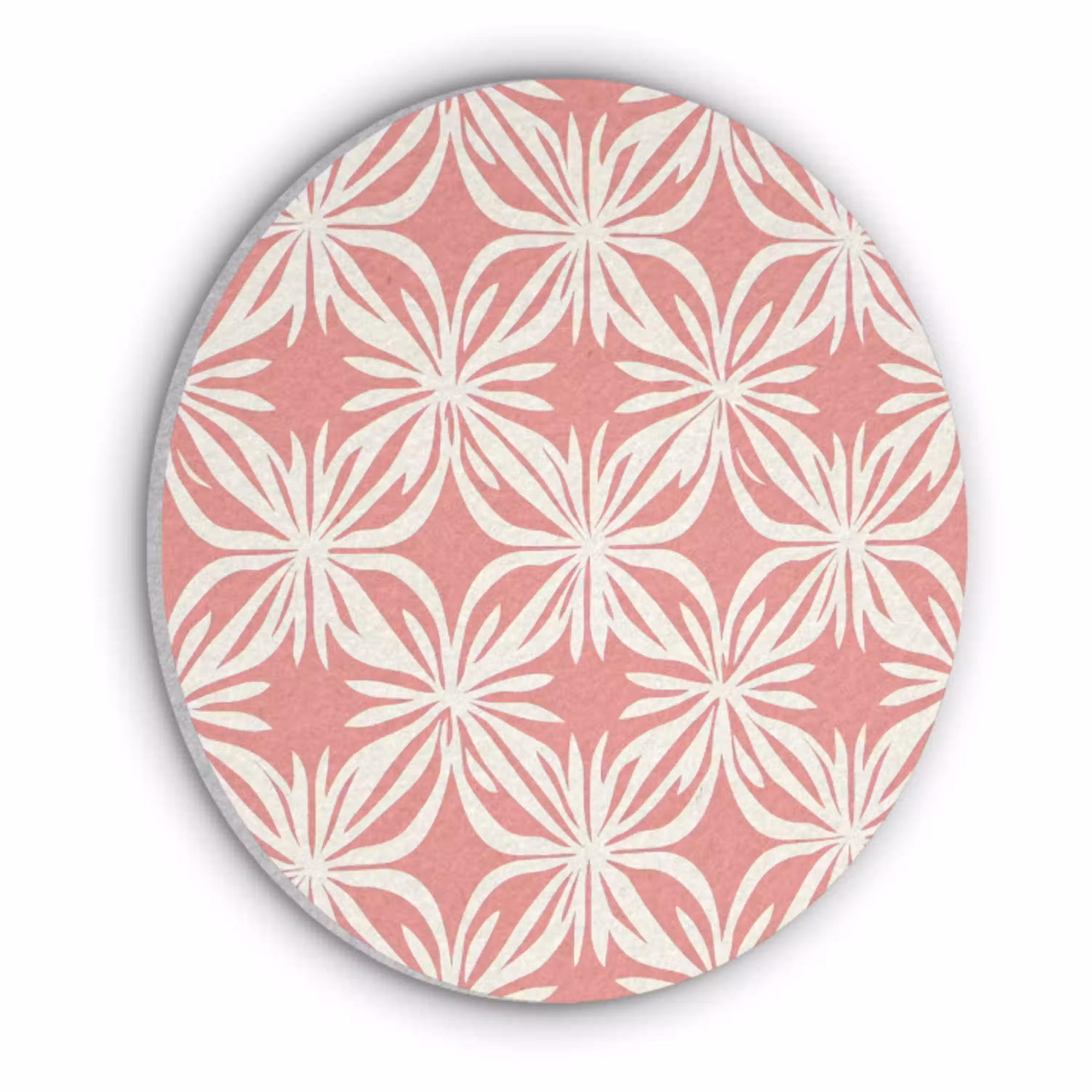 Roze - Bloemenmotief - Wit - Modern Akoestische PET Vilt - Rond klein 838 -3d