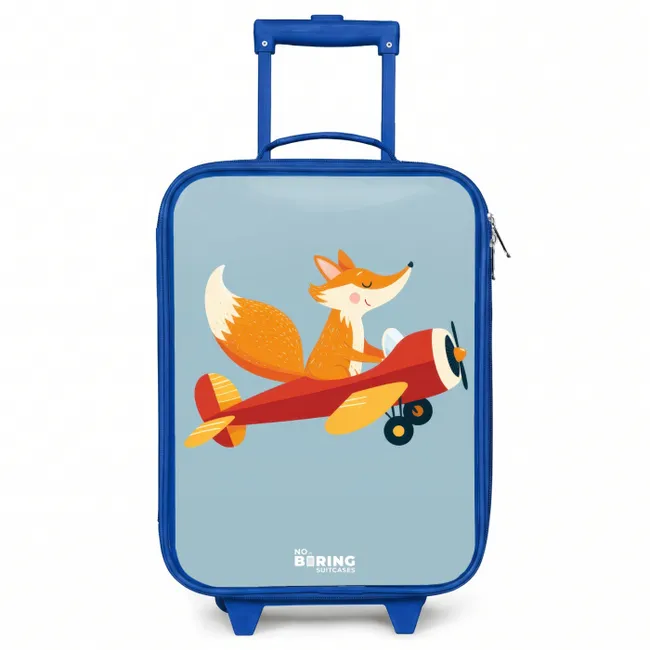 Kids’ Suitcase - Blue - Fox - Airplane - Flies