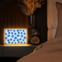 Bessen - Modern - Blauw Light Box met kabel (Tafellamp) klein 924 -sfeer1