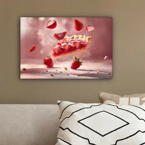 Aardbei - Taart- Eten - Roze canvas 2cm klein -sfeer3
