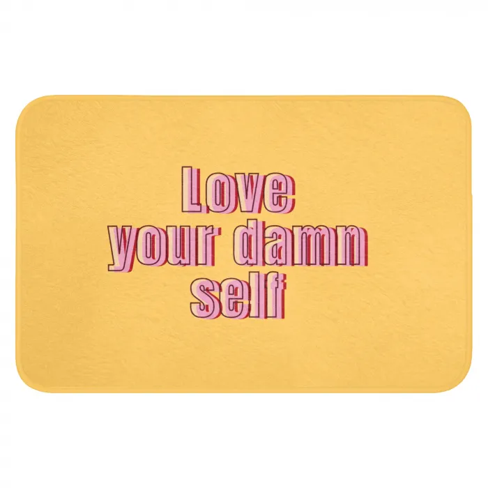 Love yourself - Roze - Geel Badmat klein -3d