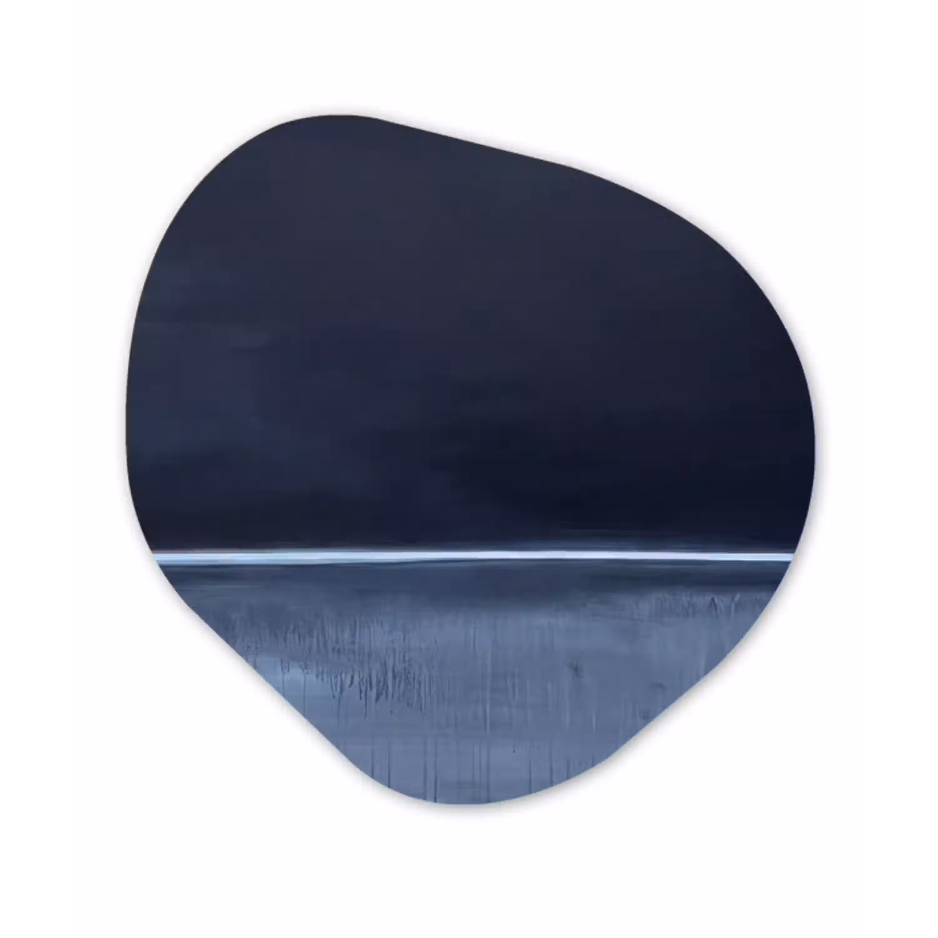 Abstract - Horizontale lijn - Minimalistisch - Donkerblauw - Kunst Wandcirkel Organisch Forex 3mm klein -3d