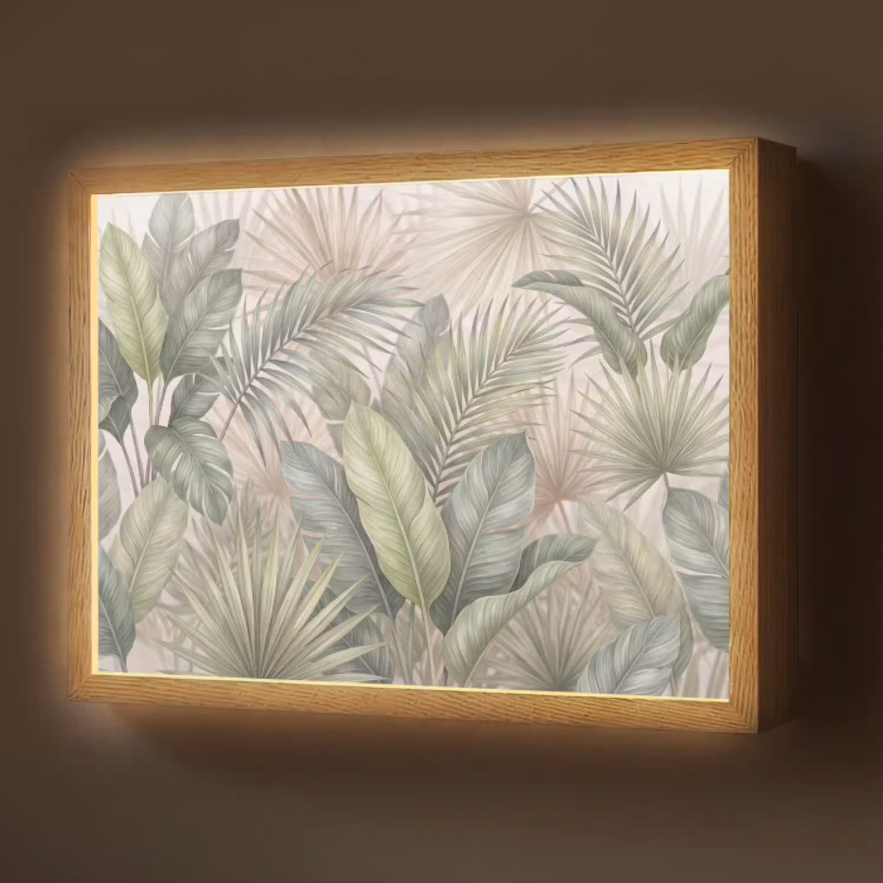 Planten - Tropisch - Bladeren - Groen - Natuur Light Box met batterij (Wandlamp) middel -z3d_website
