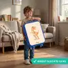 T-rex dino in oranje kleuren Kinderkoffer - Blauw klein -sfeer2_NL