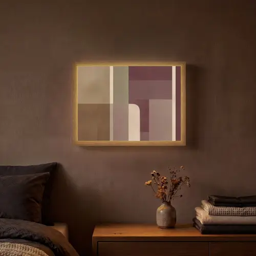 Vlakken - Abstract - Bordeaux - Lijnen Light Box met batterij (Wandlamp) middel -sfeer4