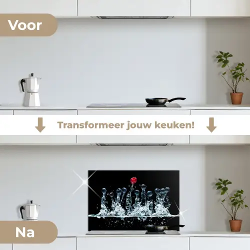Bessen - Water - Zwart - Fruit - Framboos keuken achterwand spatscherm klein -voor_na_NL