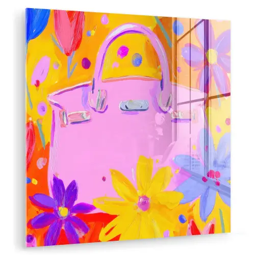 Tas - Roze - Bloemen plexiglas 5mm klein -zzzproduct_nieuw