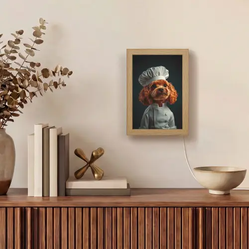 Bruin - Kok - Hondje Light Box met kabel (Tafellamp) klein -sfeer2