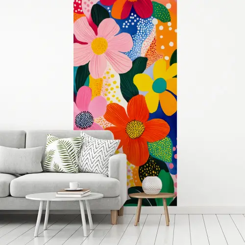 Bloemen - Kleurrijk - Stippen fotobehang vinyl groot -woonkamer